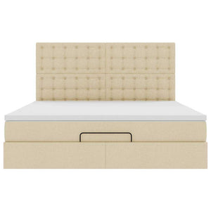 Οθωμανικό κρεβάτι με στρώμα Cream 180x200cm ύφασμα - Pakobazaar