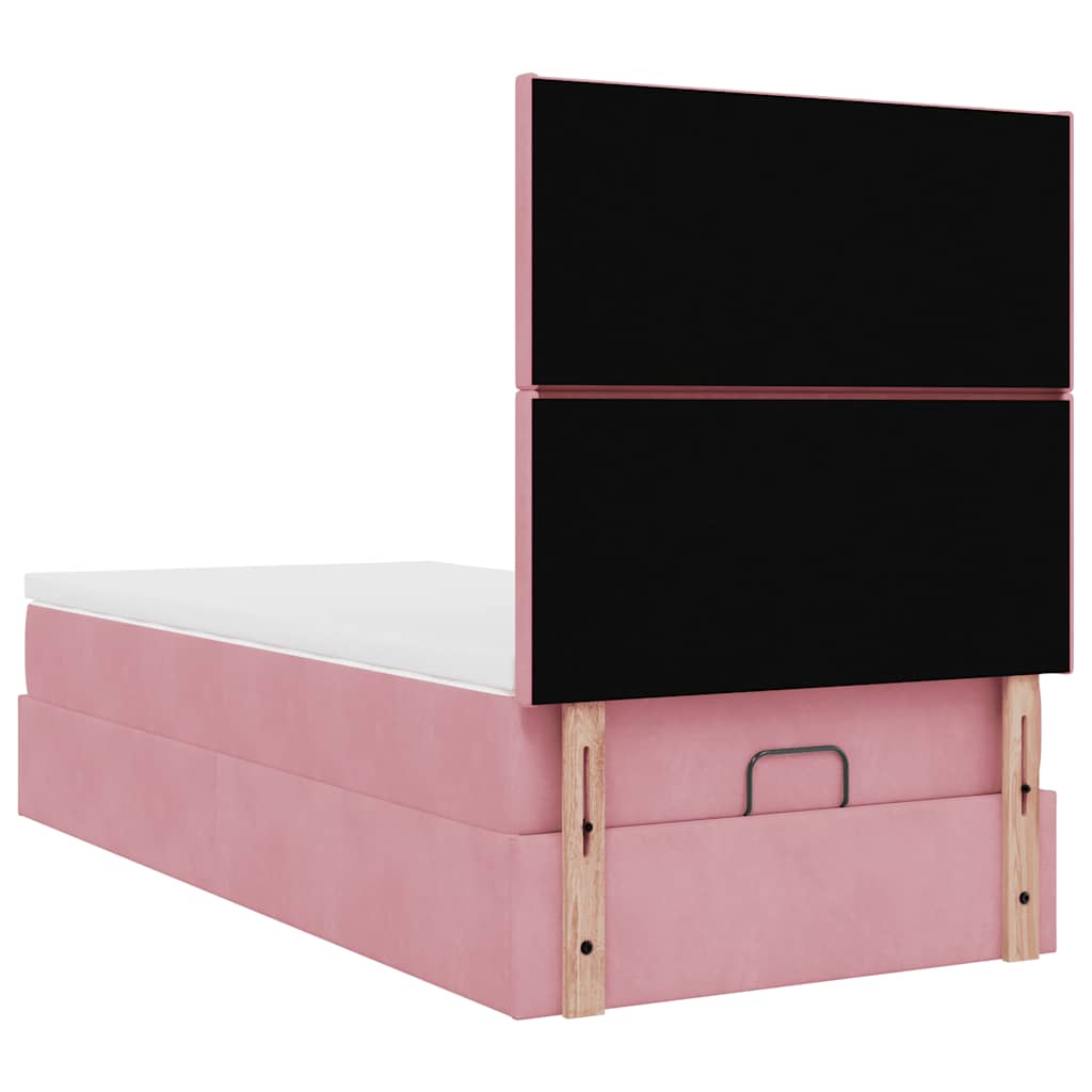 Οθωμανικό κρεβάτι με στρώματα ροζ 90x190cm Velvet