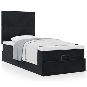 Οθωμανικό κρεβάτι με στρώματα Μαύρο 100x200cm Velvet - Pakobazaar