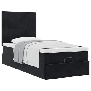 Οθωμανικό κρεβάτι με στρώματα Μαύρο 100x200cm Velvet - Pakobazaar