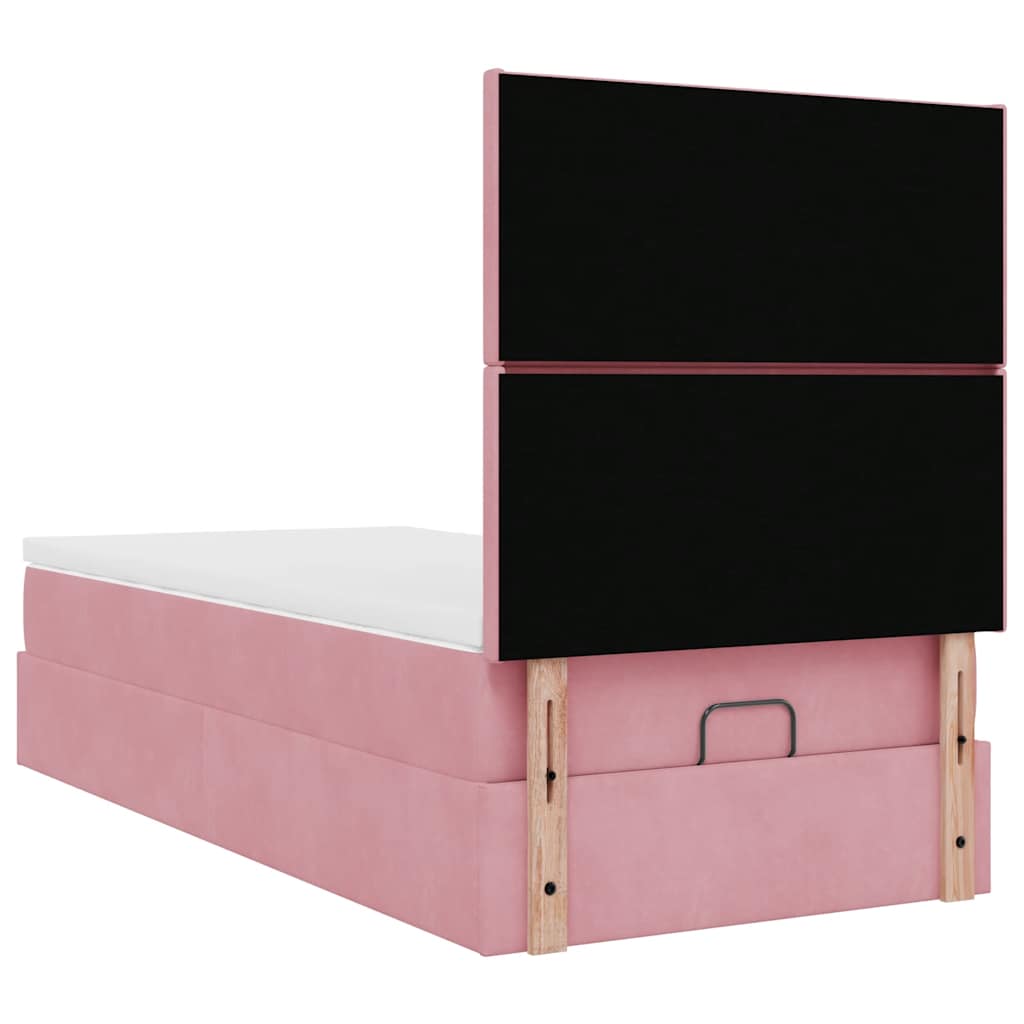 Οθωμανικό κρεβάτι με στρώματα Ροζ 100x200cm Velvet - Pakobazaar