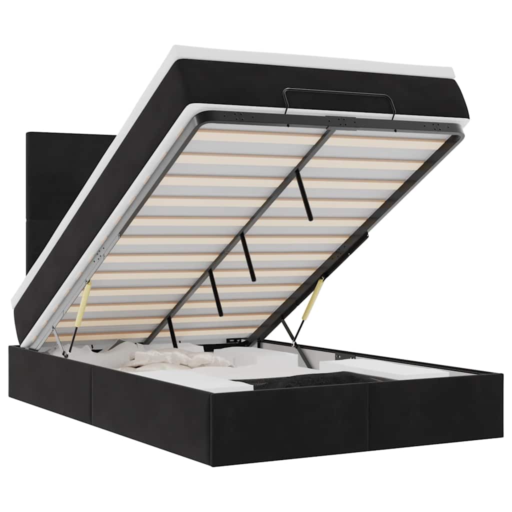 Οθωμανικό κρεβάτι με στρώματα Μαύρο 120x190cm Velvet