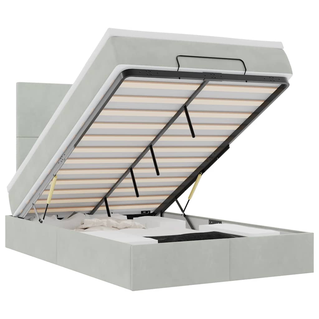 Οθωμανικό κρεβάτι με στρώματα ανοιχτό γκρι 120x200cm Velvet - Pakobazaar