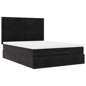 Οθωμανικό κρεβάτι με στρώματα Μαύρο 140x190cm Βελούδο