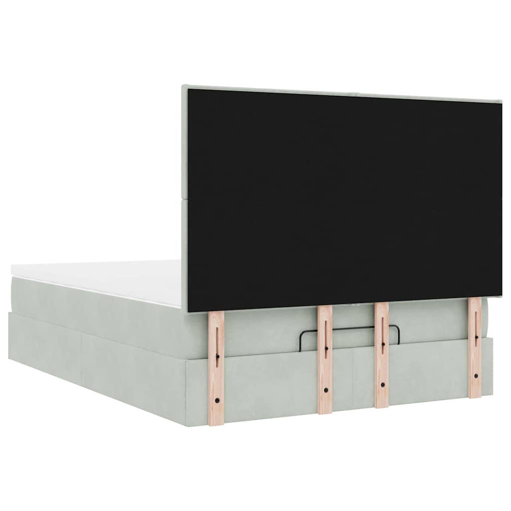 Οθωμανικό κρεβάτι με στρώματα ανοιχτό γκρι 140x200cm Βελούδο - Pakobazaar