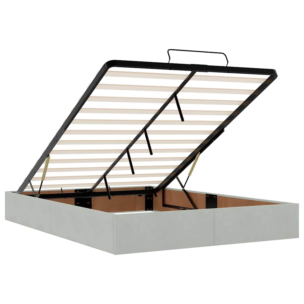 Οθωμανικό κρεβάτι με στρώματα ανοιχτό γκρι 140x200cm Βελούδο - Pakobazaar