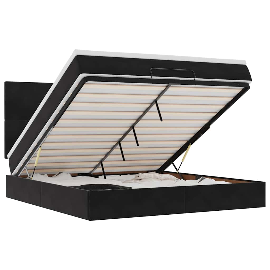 Οθωμανικό κρεβάτι με στρώματα Μαύρο 160x200cm Velvet - Pakobazaar