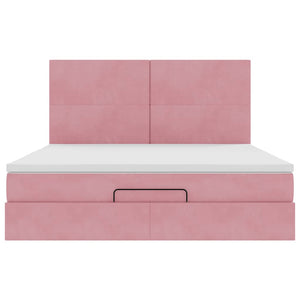 Οθωμανικό κρεβάτι με στρώματα ροζ 160x200cm Velvet - Pakobazaar