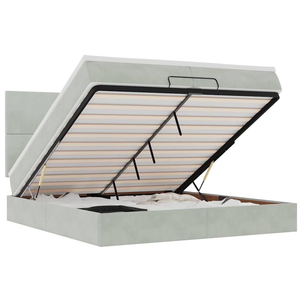 Οθωμανικό κρεβάτι με στρώματα ανοιχτό γκρι 200x200cm Velvet