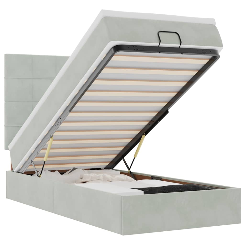 Οθωμανικό κρεβάτι με στρώματα ανοιχτό γκρι 80x200cm Velvet - Pakobazaar