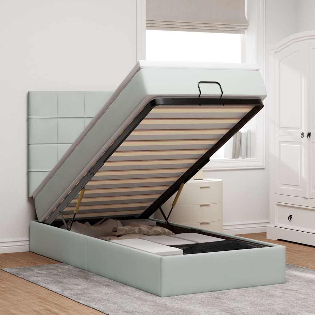 Οθωμανικό κρεβάτι με στρώματα ανοιχτό γκρι 80x200cm Velvet - Pakobazaar