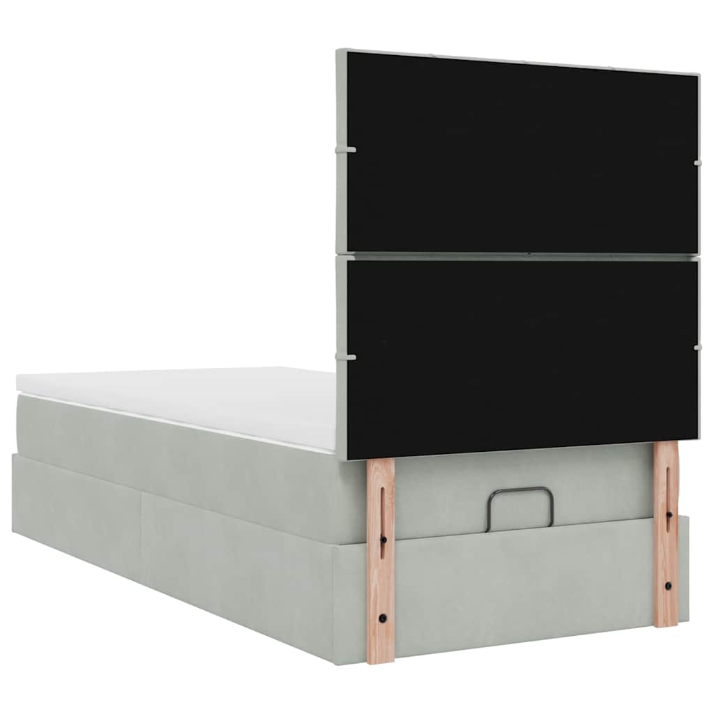 Οθωμανικό κρεβάτι με στρώματα ανοιχτό γκρι 90x200cm Velvet - Pakobazaar