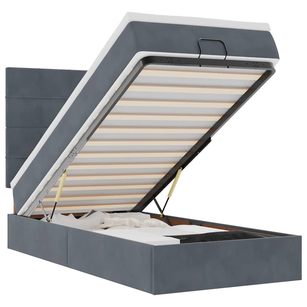 Οθωμανικό κρεβάτι με στρώματα Σκούρο γκρι 90x200cm Velvet - Pakobazaar