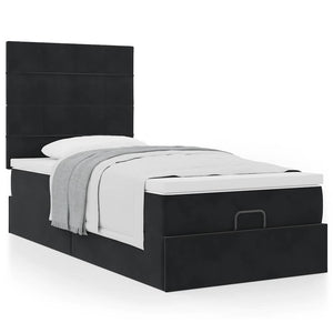 Οθωμανικό κρεβάτι με στρώματα Μαύρο 90x200cm Velvet - Pakobazaar