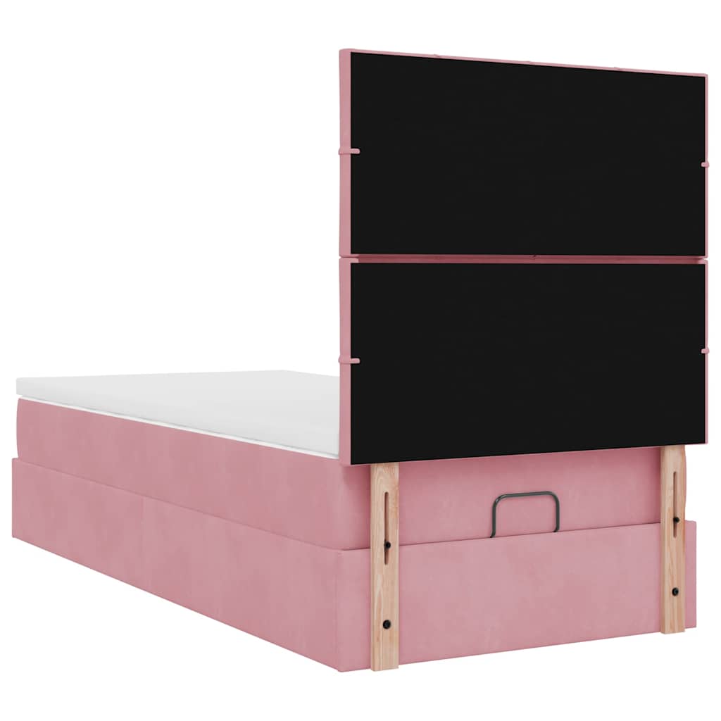 Οθωμανικό κρεβάτι με στρώματα ροζ 90x200cm Velvet - Pakobazaar