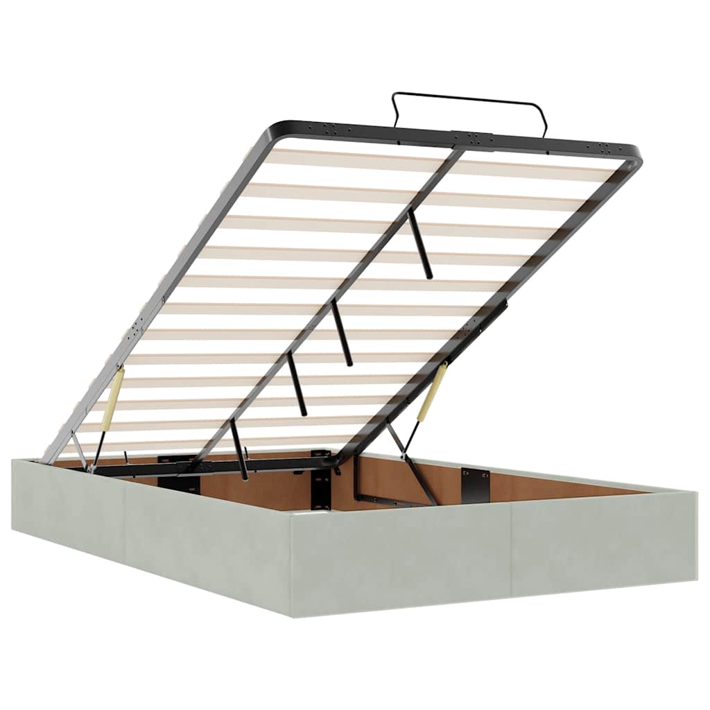 Οθωμανικό κρεβάτι με στρώματα ανοιχτό γκρι 120x200cm Velvet - Pakobazaar