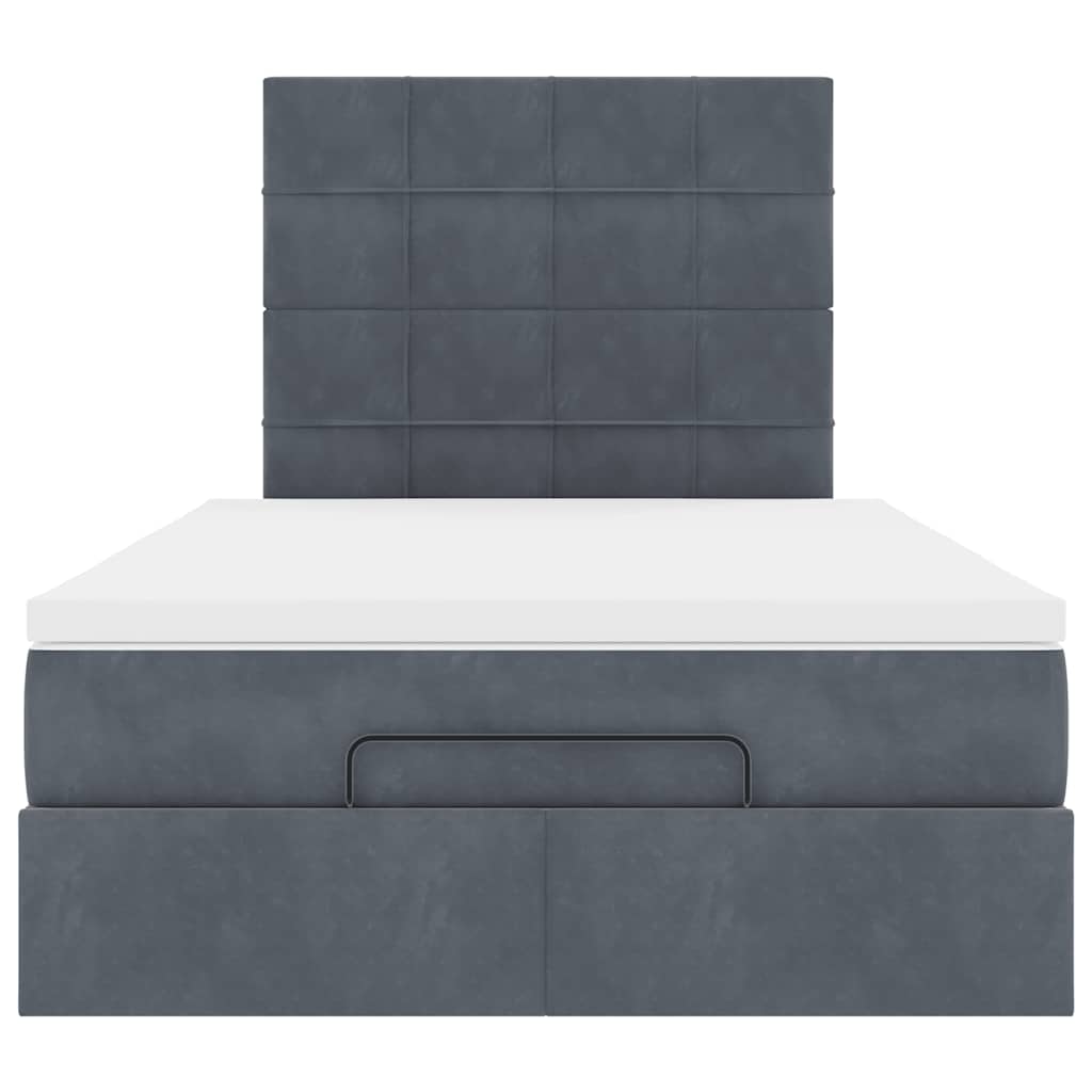 Οθωμανικό κρεβάτι με στρώματα Σκούρο γκρι 120x200cm Velvet - Pakobazaar