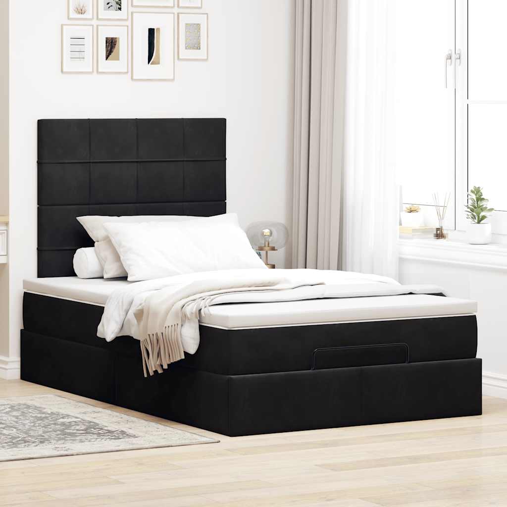 Οθωμανικό κρεβάτι με στρώματα Μαύρο 120x200cm Velvet