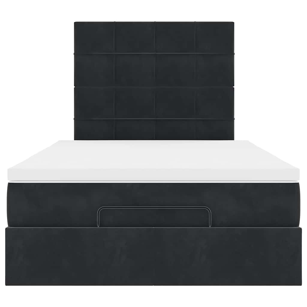 Οθωμανικό κρεβάτι με στρώματα Μαύρο 120x200cm Velvet