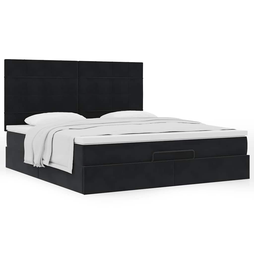 Οθωμανικό κρεβάτι με στρώματα Μαύρο 160x200cm Velvet