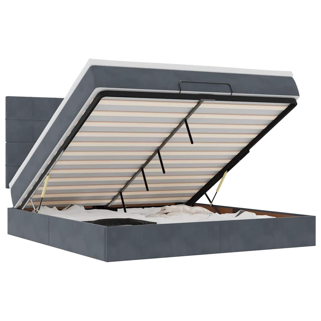 Οθωμανικό κρεβάτι με στρώματα Σκούρο γκρι 180x200cm Velvet - Pakobazaar