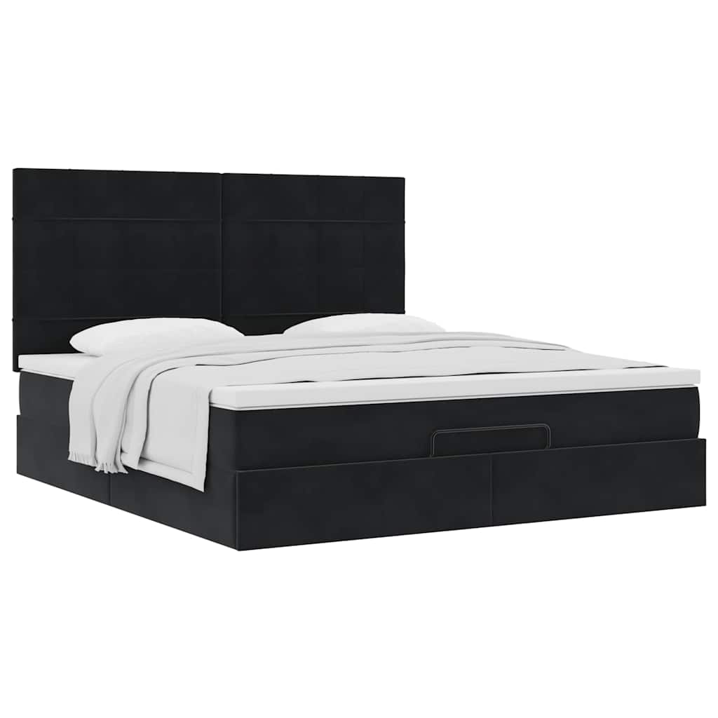Οθωμανικό κρεβάτι με στρώματα Μαύρο 180x200cm Velvet