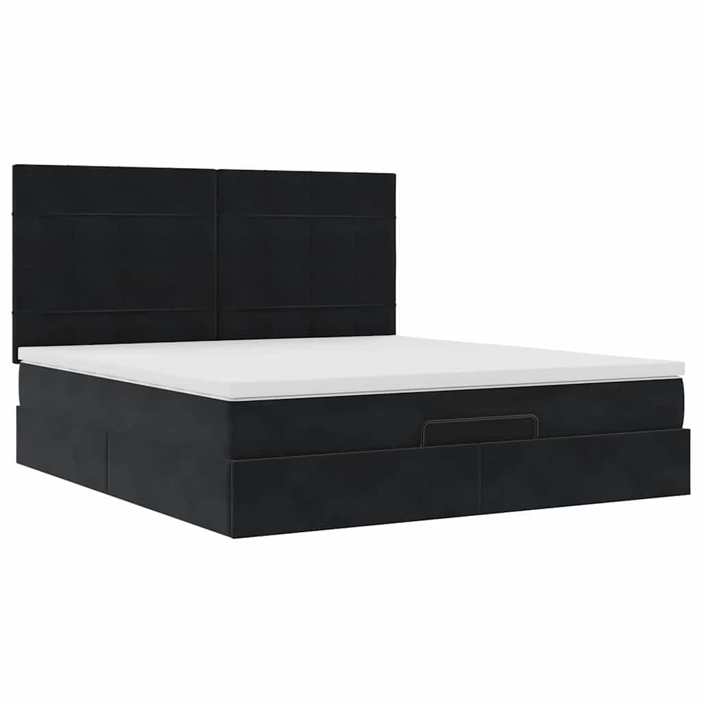 Οθωμανικό κρεβάτι με στρώματα Μαύρο 180x200cm Velvet