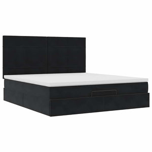 Οθωμανικό κρεβάτι με στρώματα Μαύρο 180x200cm Velvet