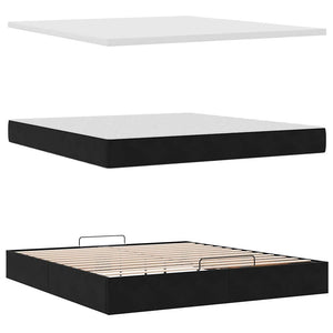 Οθωμανικό κρεβάτι με στρώματα Μαύρο 180x200cm Velvet