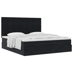 Οθωμανικό κρεβάτι με στρώματα Μαύρο 200x200cm Velvet