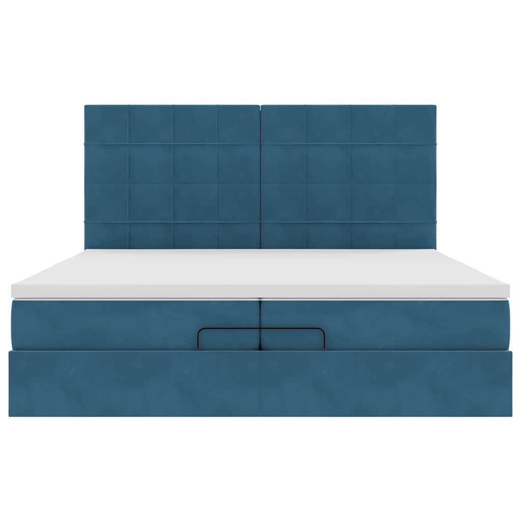 Οθωμανικό κρεβάτι με στρώματα Σκούρο μπλε 200x200cm Velvet - Pakobazaar