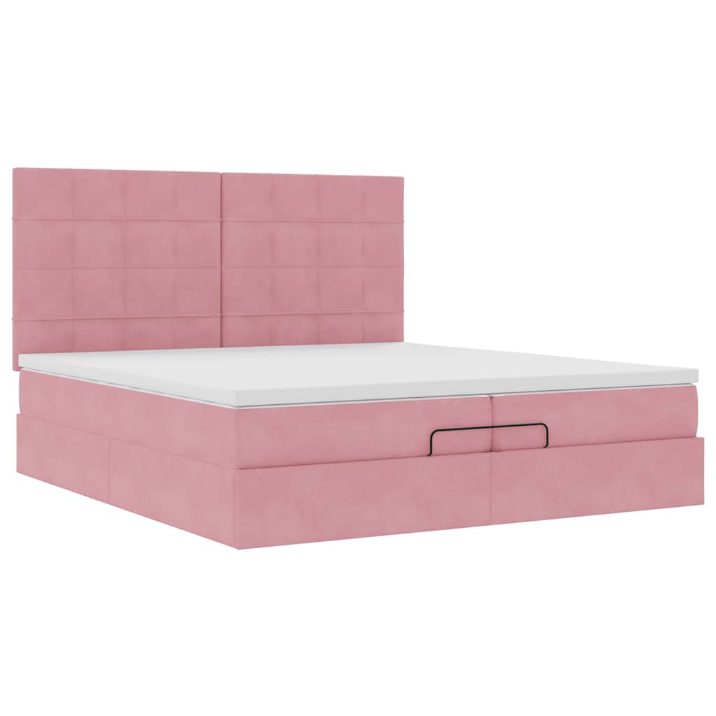 Οθωμανικό κρεβάτι με στρώματα ροζ 200x200cm Velvet - Pakobazaar