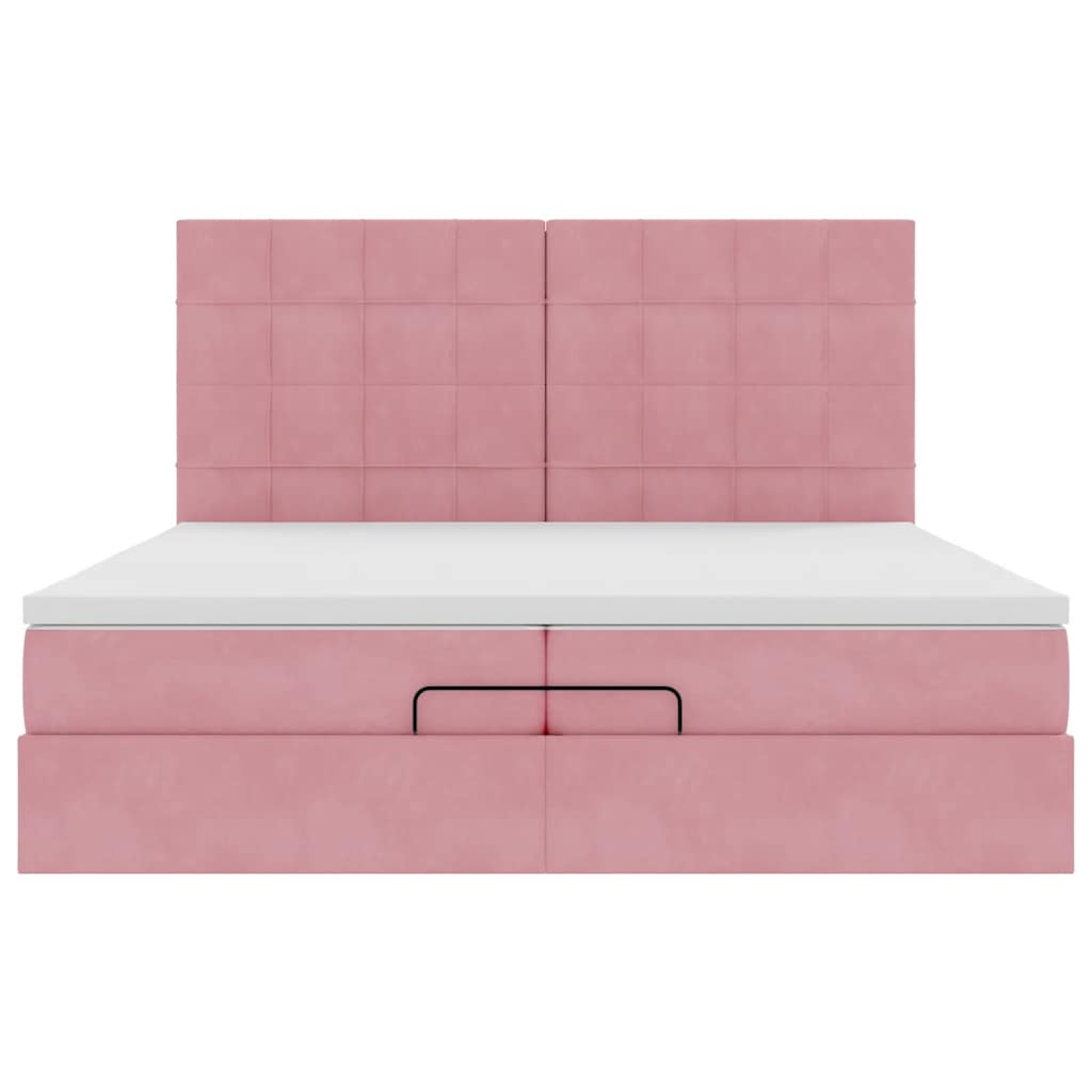 Οθωμανικό κρεβάτι με στρώματα ροζ 200x200cm Velvet - Pakobazaar