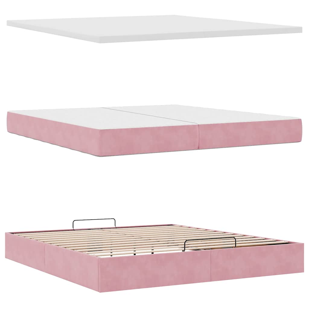 Οθωμανικό κρεβάτι με στρώματα ροζ 200x200cm Velvet - Pakobazaar