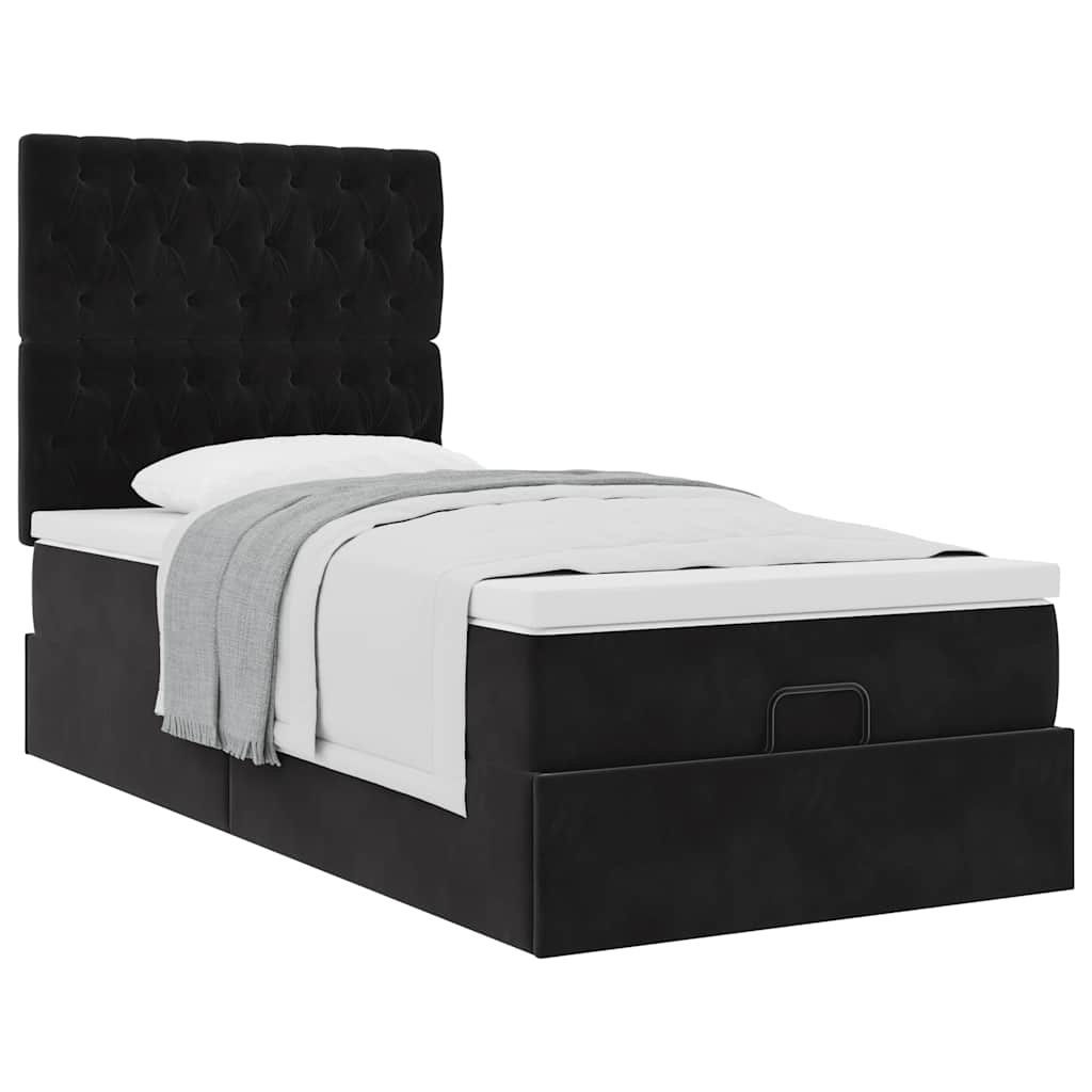 Οθωμανικό κρεβάτι με στρώματα Μαύρο 80x200cm Velvet - Pakobazaar