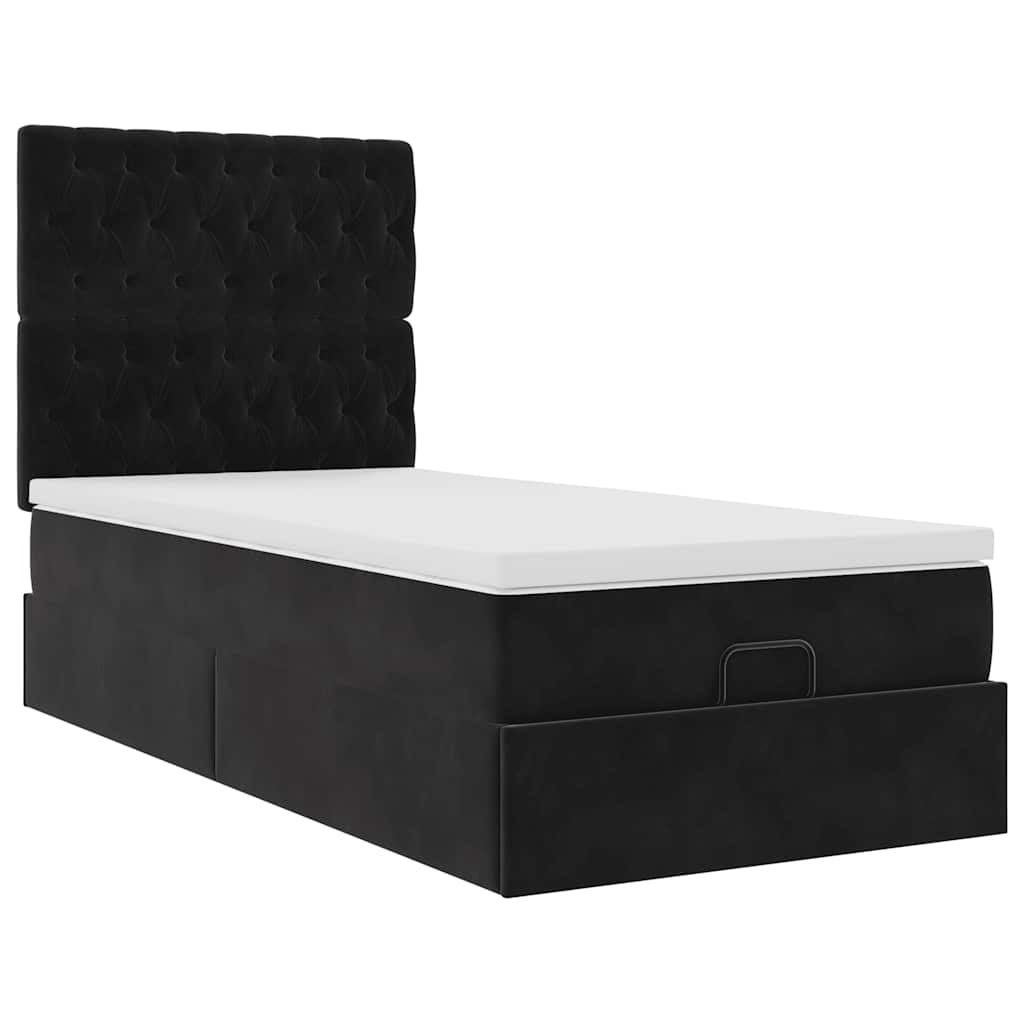Οθωμανικό κρεβάτι με στρώματα Μαύρο 80x200cm Velvet - Pakobazaar