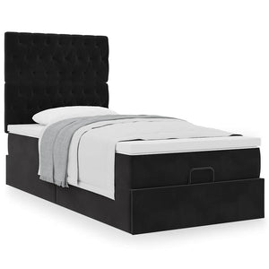 Οθωμανικό κρεβάτι με στρώματα Μαύρο 90x190cm Velvet - Pakobazaar