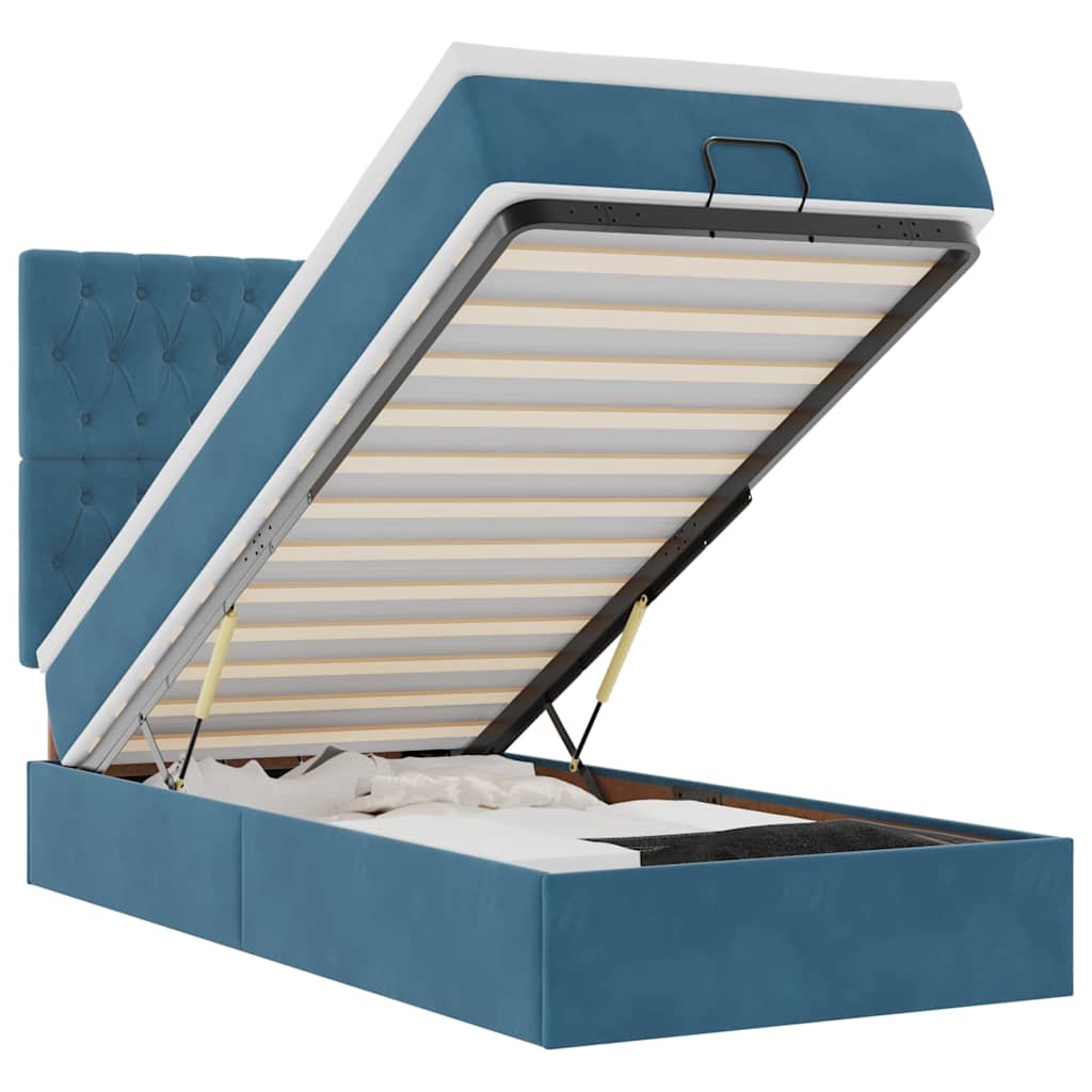 Οθωμανικό κρεβάτι με στρώματα Σκούρο μπλε 90x200cm Velvet