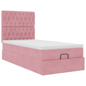 Οθωμανικό κρεβάτι με στρώματα ροζ 90x200cm Velvet - Pakobazaar