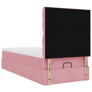 Οθωμανικό κρεβάτι με στρώματα ροζ 90x200cm Velvet - Pakobazaar