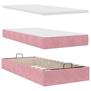 Οθωμανικό κρεβάτι με στρώματα ροζ 90x200cm Velvet - Pakobazaar