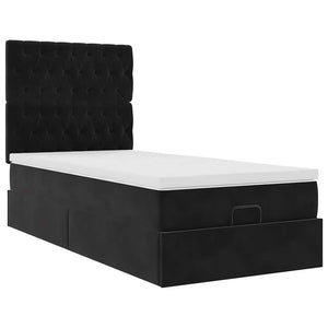 Οθωμανικό κρεβάτι με στρώματα Μαύρο 100x200cm Velvet - Pakobazaar