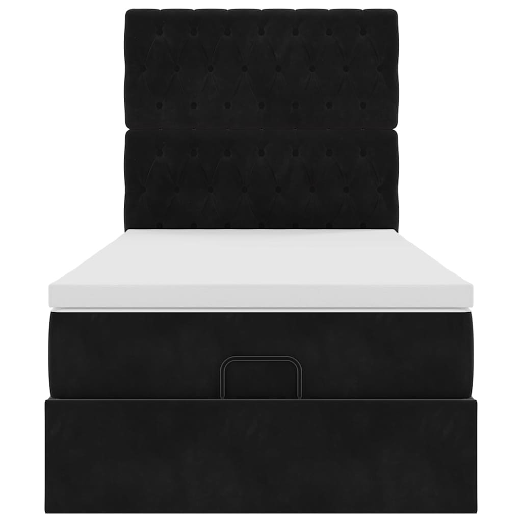 Οθωμανικό κρεβάτι με στρώματα Μαύρο 100x200cm Velvet - Pakobazaar