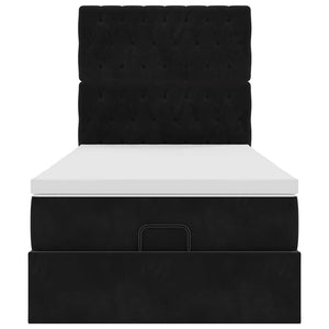 Οθωμανικό κρεβάτι με στρώματα Μαύρο 100x200cm Velvet - Pakobazaar