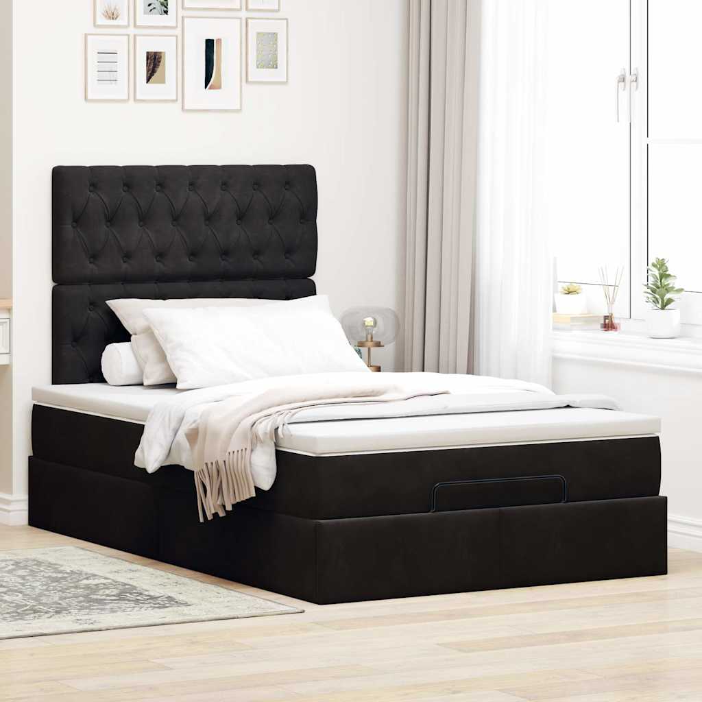 Οθωμανικό κρεβάτι με στρώματα Μαύρο 120x200cm Velvet - Pakobazaar