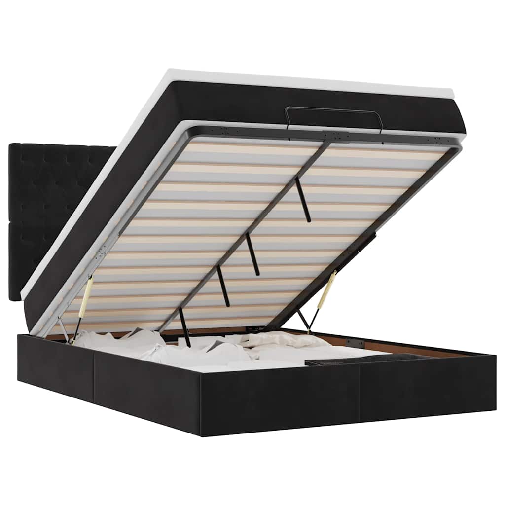 Οθωμανικό κρεβάτι με στρώματα Μαύρο 140x190cm Βελούδο