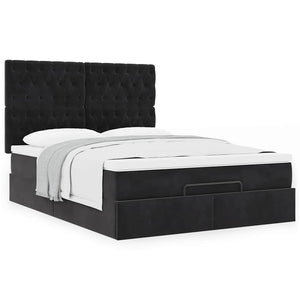 Οθωμανικό κρεβάτι με στρώματα Μαύρο 140x190cm Βελούδο