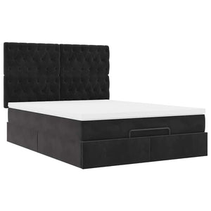 Οθωμανικό κρεβάτι με στρώματα Μαύρο 140x190cm Βελούδο