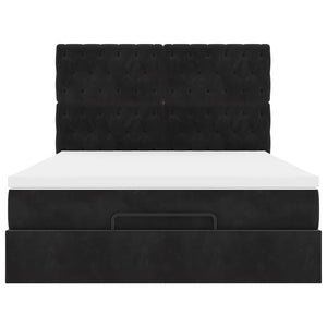 Οθωμανικό κρεβάτι με στρώματα Μαύρο 140x190cm Βελούδο