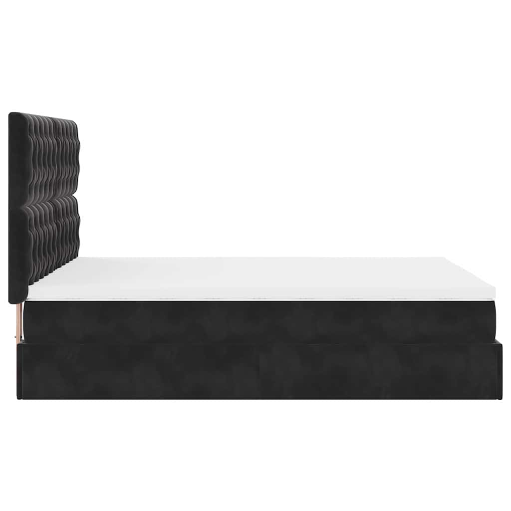 Κρεβάτι-Μονό κρεβάτι με στρώματα Μαύρο 140x200 εκ. Βελούδο - Pakobazaar